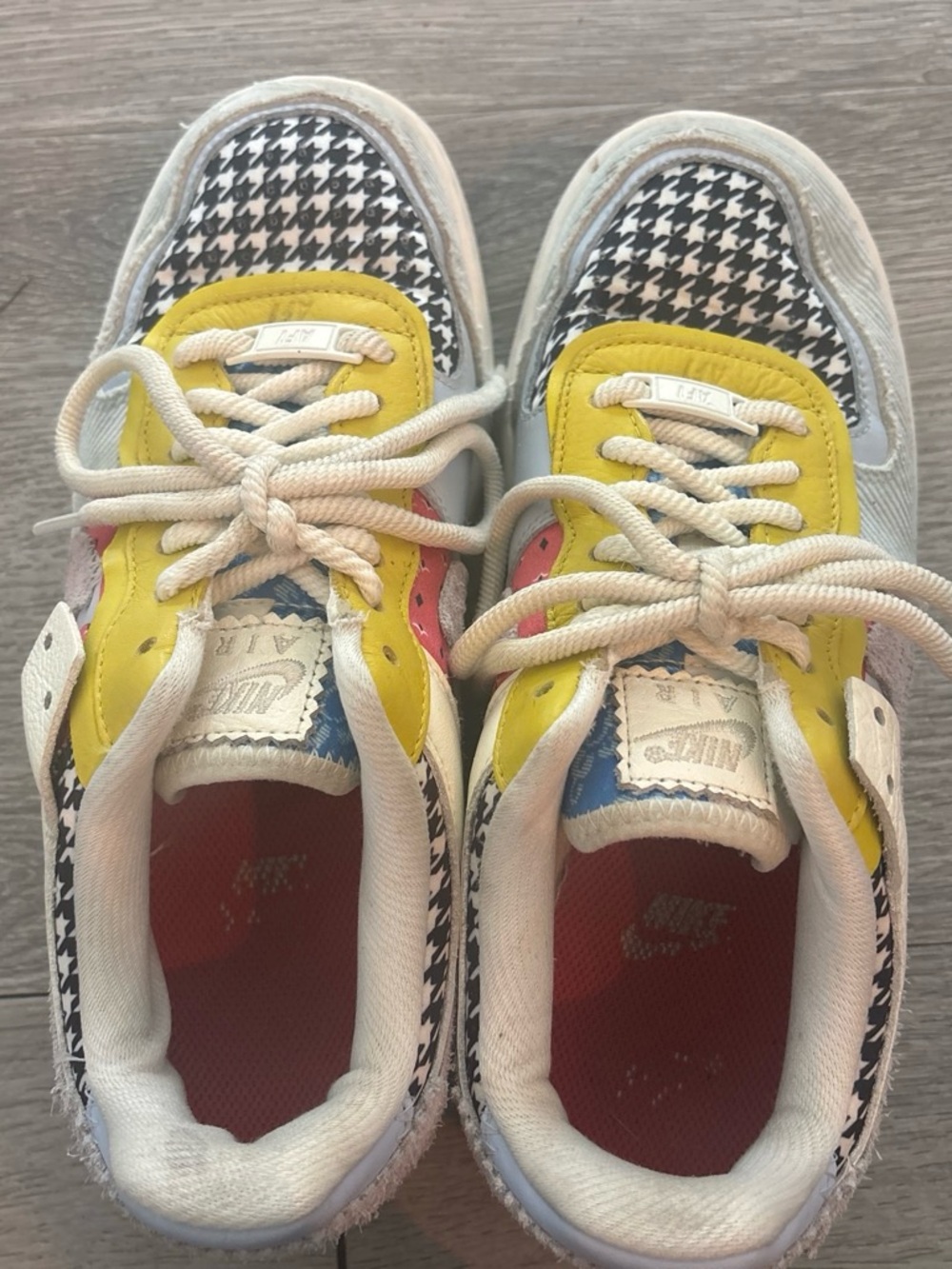 Nike Multicolor Houndstooth Sneakers with Yellow Panels - Picture 3 of 6